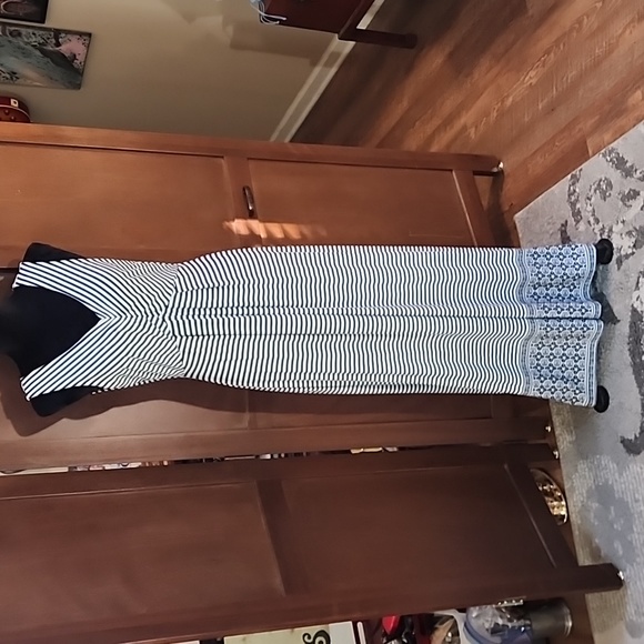 TALBOTS Maxi Striped Dress - Black & White Size Large Petite - Picture 1 of 6